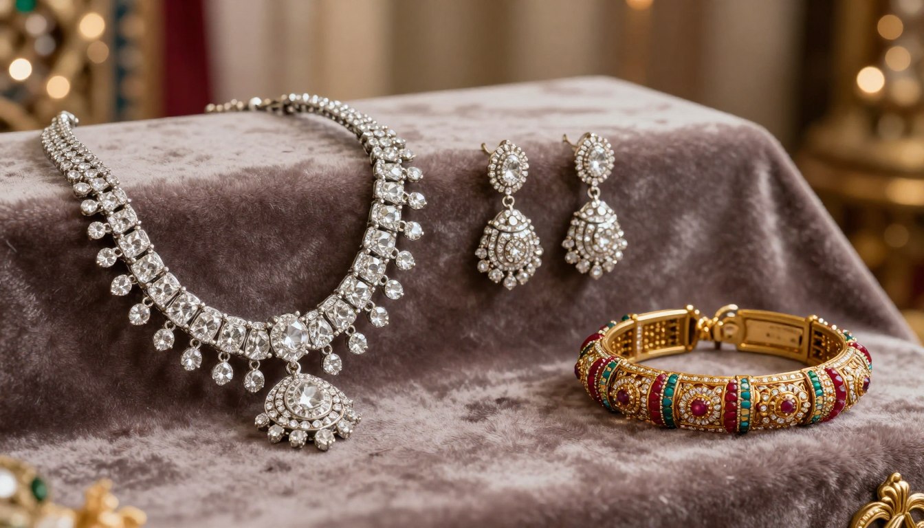 American Diamond vs Kundan jewellery