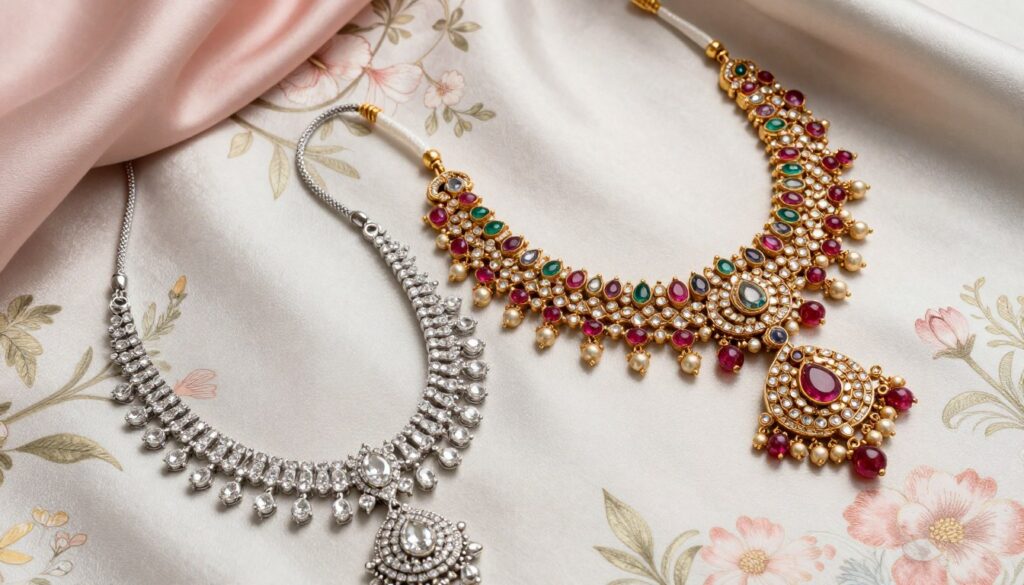 features of American Diamond and Kundan jewellery