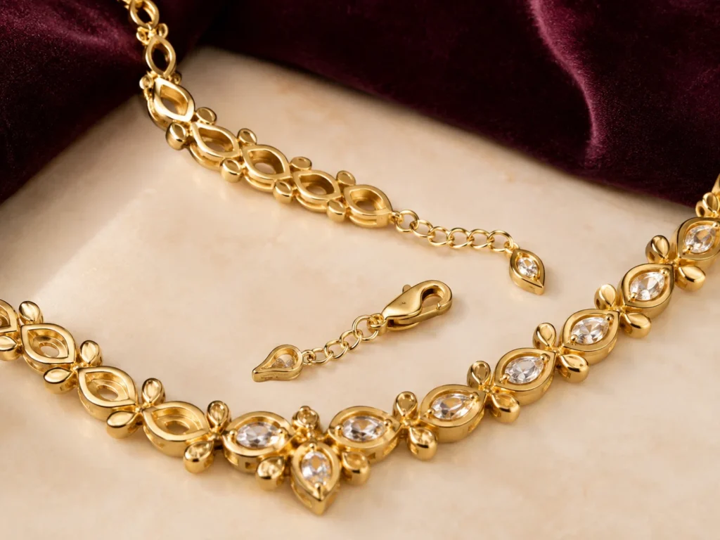 Front and underside of well-finished premium gold-plated jewellery