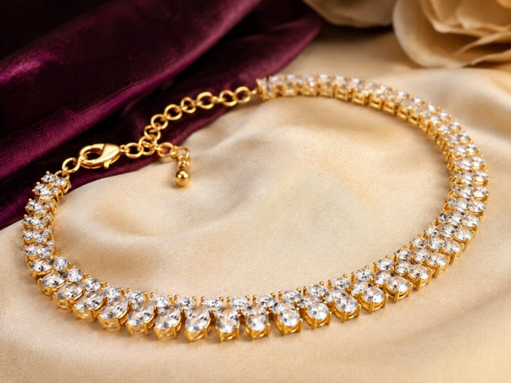 Secure clasp and carefully finished stone setting on designer jewellery